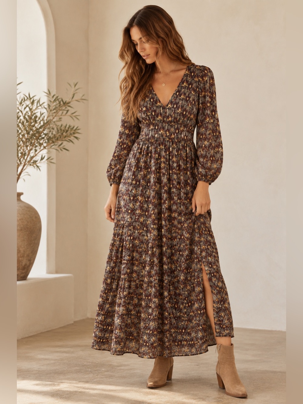 Gentle Fawn Beatrice dress Printed V-Neck Maxi Dress women’s medium